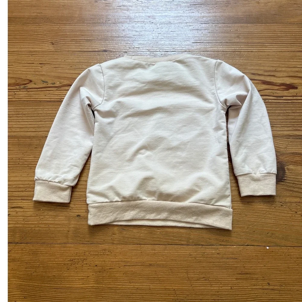 Big‎ Bro Sweatshirt Kids Beige Chenille Patch Pullover SIZE 2-3Y